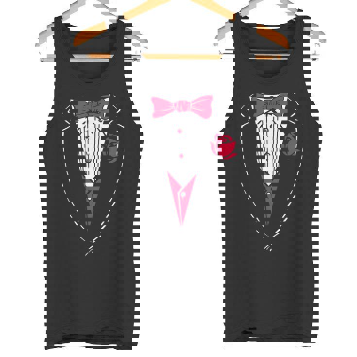 かわいいレッドパピヨンとローズのタキシード。 タンクトップ