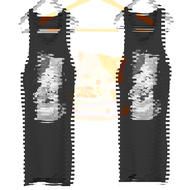 わがまま猫 寿司ねこ ラーメン好き かわいい おもしろ マンガ タンクトップ