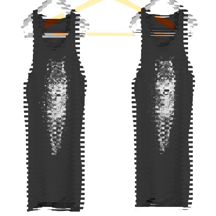 オオカミ 動物 モチーフ イラスト オオカミ 長袖tシャツ タンクトップ