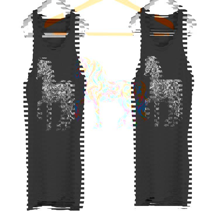 カラフルな抽象的な馬 タンクトップ