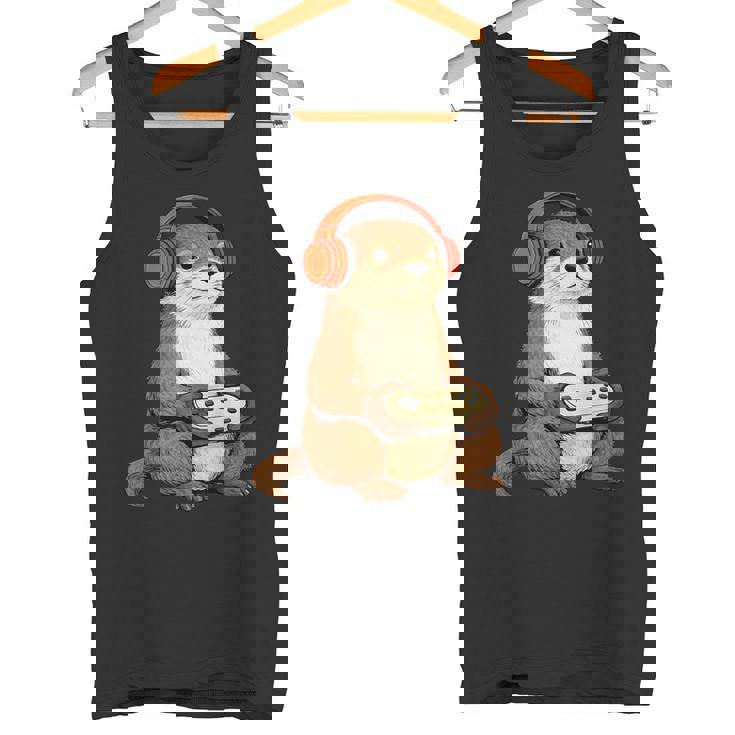 カワイイ カワウソ ゲーム アニメ レトロ 日本の芸術作品 ゲーマー 面白い タンクトップ