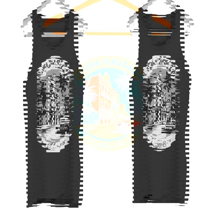 キューバ ハバナ レトロ 車 ヴィンテージ カリブ海のヤシの木 タンクトップ