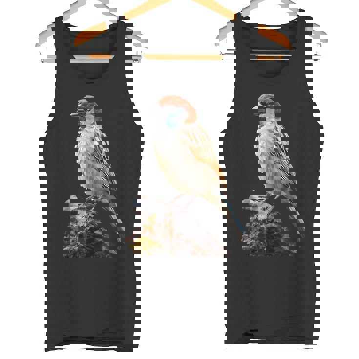 ギフト現実的なスズメ自然木鳥 タンクトップ