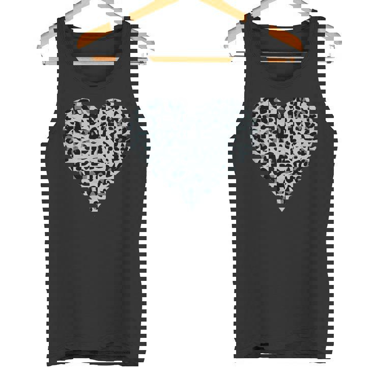 グレーとブラック ヒョウ柄 アニマルプリント ハート タンクトップ