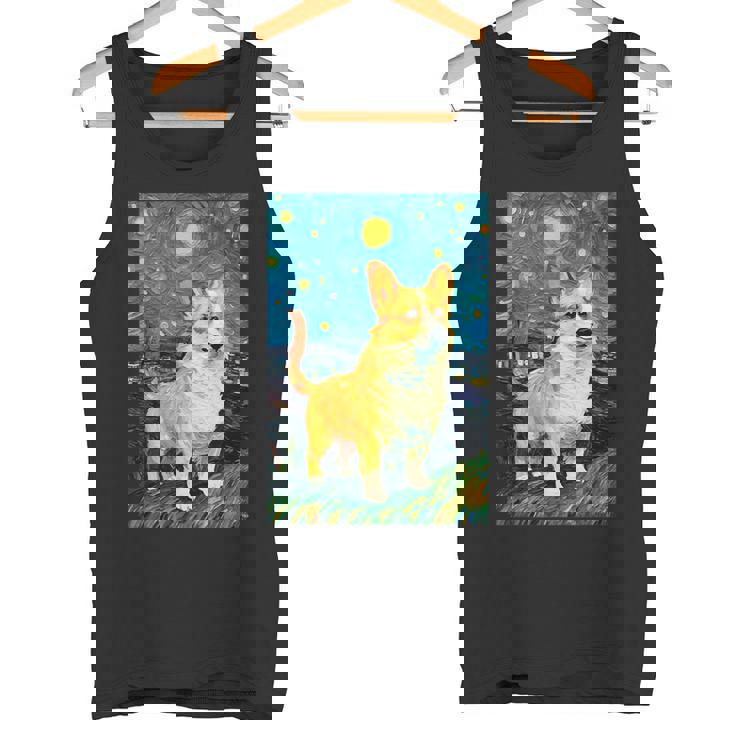 ゴッホ動物アート 動物愛好家のためのかわいいコーギー犬 タンクトップ