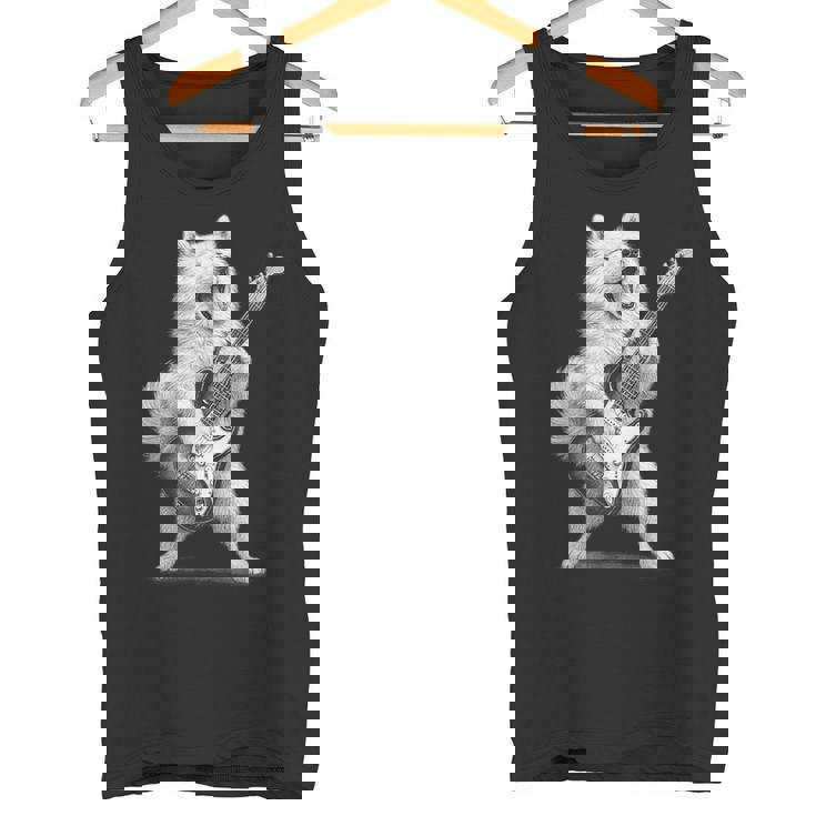 サモエド ギターを弾く ロックミュージック 犬好き タンクトップ