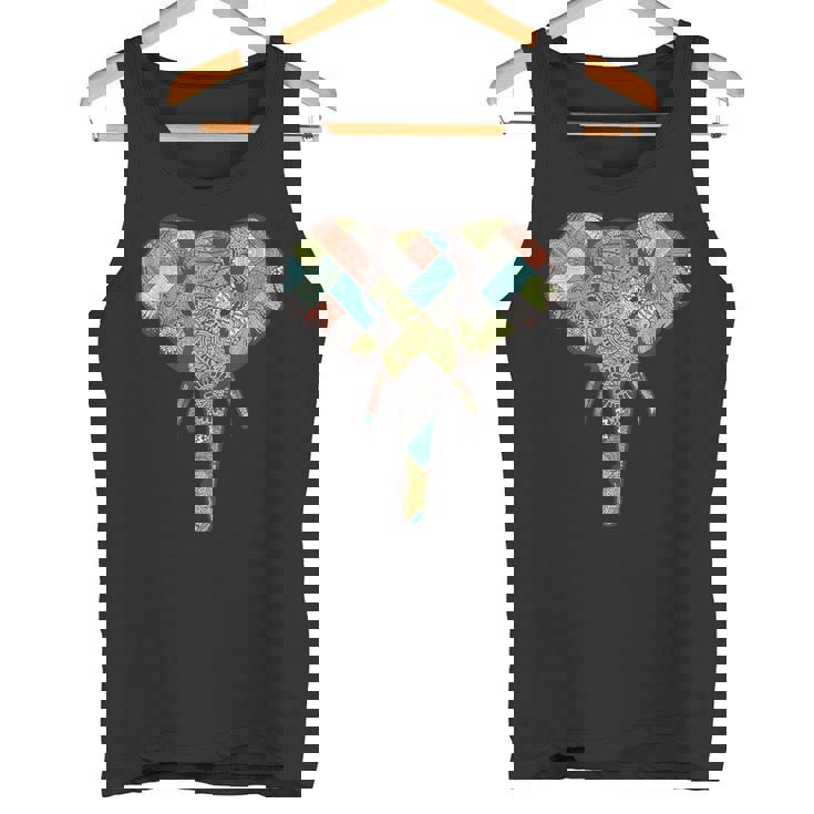 ゾウ I ワイルドライフ I カラフルなゾウ タンクトップ