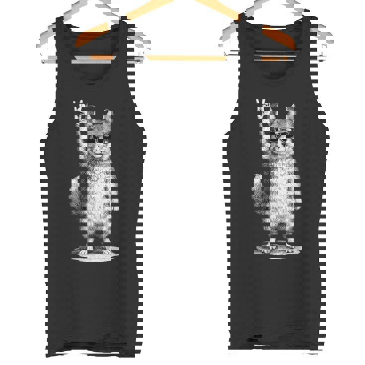 チンチラ ロックミュージック レトロ ヴィンテージ ペット愛好家 タンクトップ