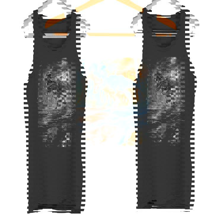 ティレックス 夜に吠える恐竜 リアルなグラフィックデザイン 長袖tシャツ タンクトップ