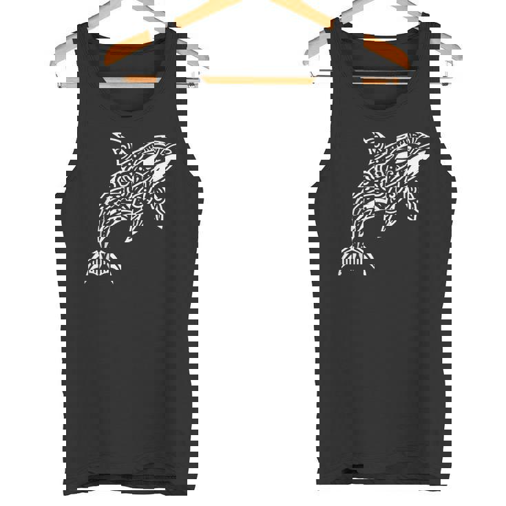 トライバル シャチ クジラ ハワイアン マオリ タトゥー オーシャン アート デザイン タンクトップ