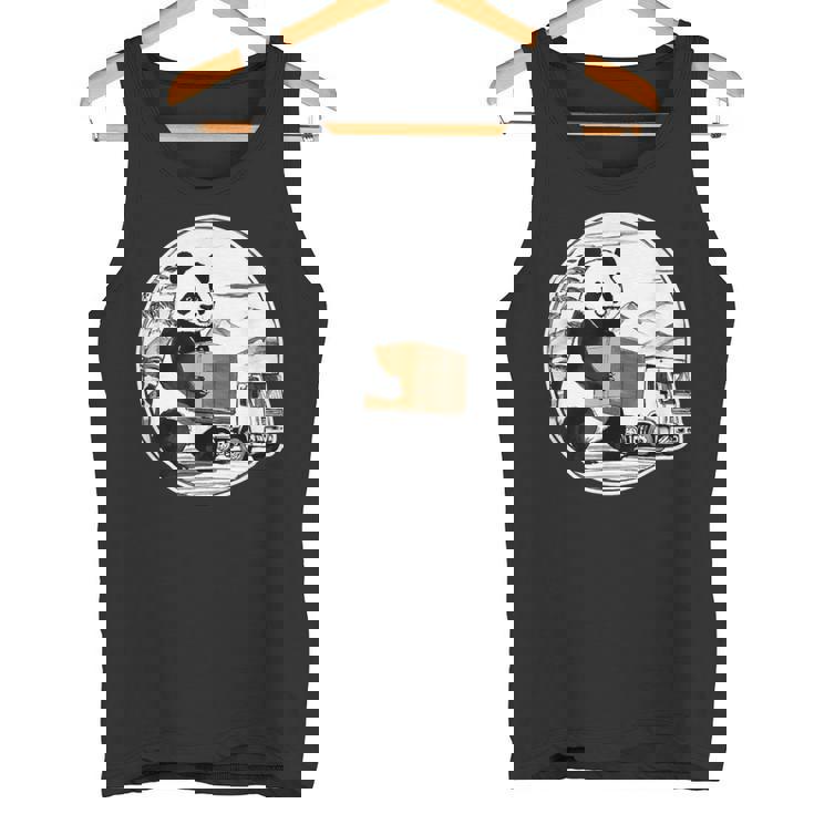 トラック運転手 パンダ 運送業 水墨画 和風 おもしろ 動物 タンクトップ