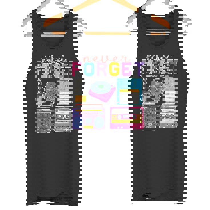 ネバーフォーゲット カセットテープ フロッピーディスク オールドスクール レトロ タンクトップ