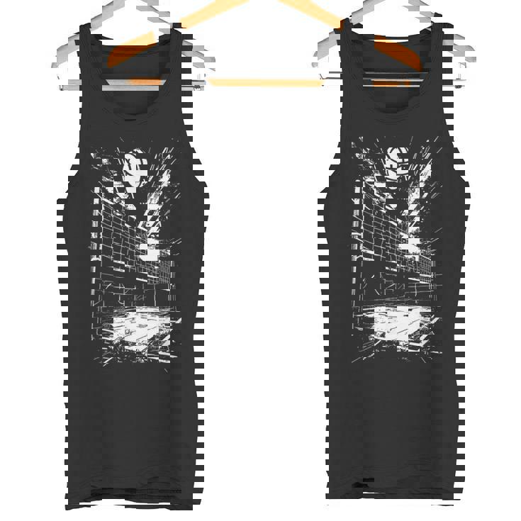 バレーボールのボールを描くバレーボーラー タンクトップ