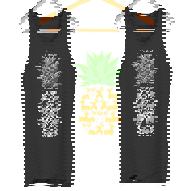 パイナップル コーギー パイナップル シェイプ コーギー愛好家 コーギースオーナーズ タンクトップ