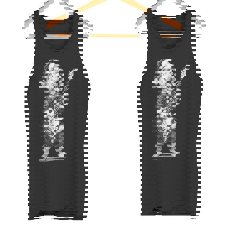 ビション・フリーゼ ギターを弾く クリスマス 犬好き タンクトップ