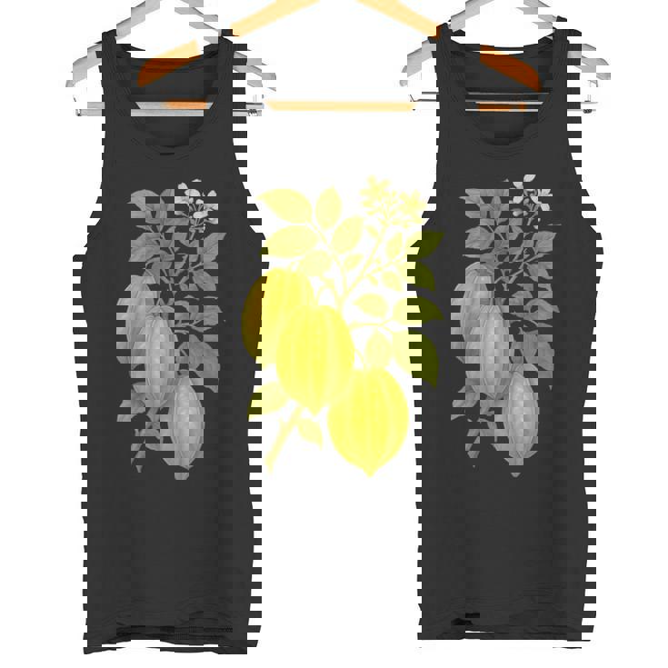 ビンテージ ボタニカル スターフルーツ 自然 アートプリント タンクトップ