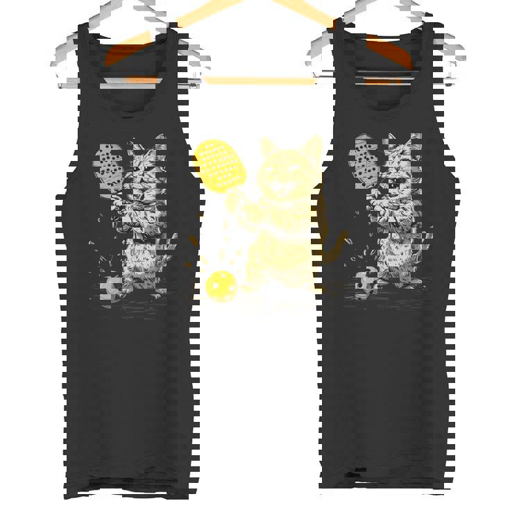 ピックルボール選手 ピックルボールの猫 長袖tシャツ タンクトップ