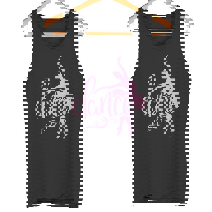 ピンクのバレエダンサー、スクリプトダンスレタリングデザイン。 タンクトップ