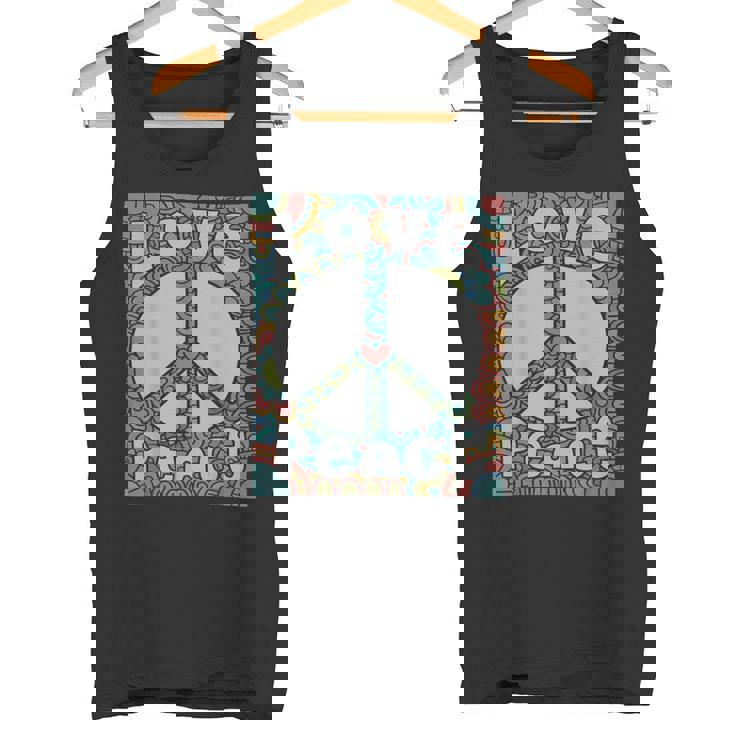 ピースサイン Love 60年代 70年代 タイダイ ヒッピー コスチュームシャツ タンクトップ