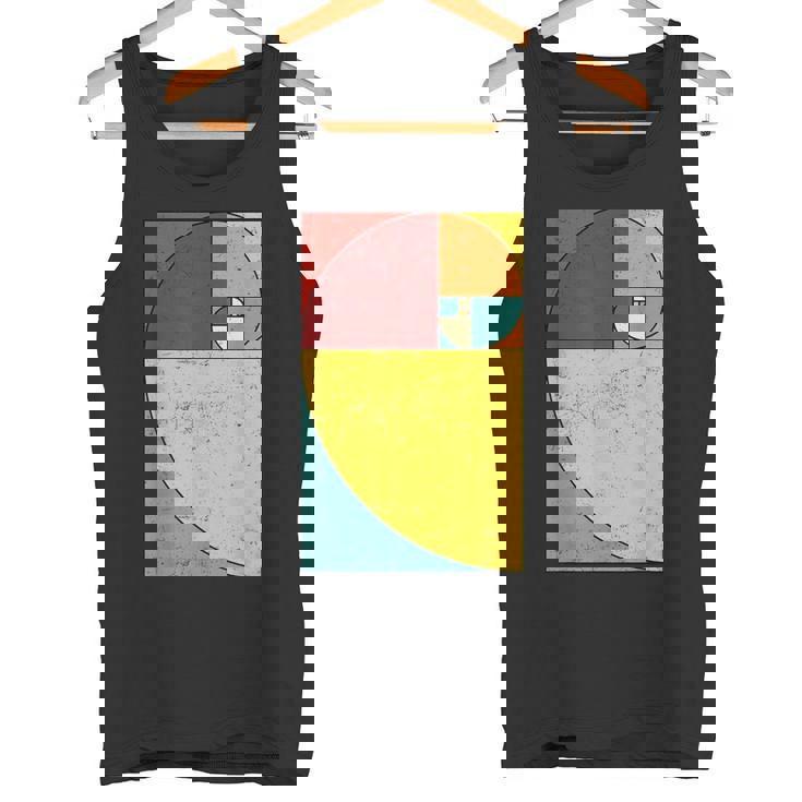 フィボナッチスパイラル幾何学アート タンクトップ