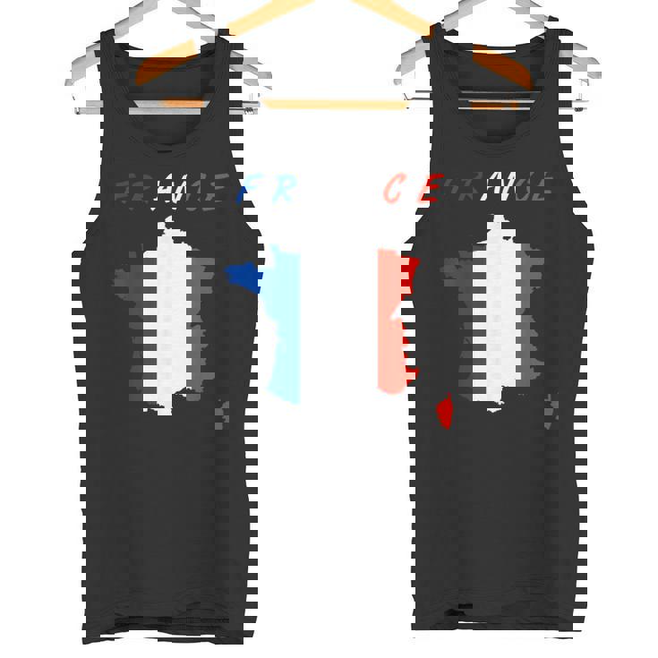 フランスの地図の中のフランス国旗tシャツ タンクトップ