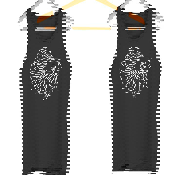 ベタ ラインアート アクアリウム 熱帯魚デザイン 長袖tシャツ タンクトップ