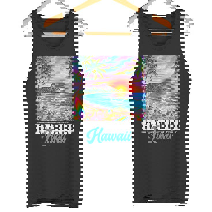 ホノルル ハワイ ハワイアン 波 ビーチ 夏 サーフィン レトロ タンクトップ