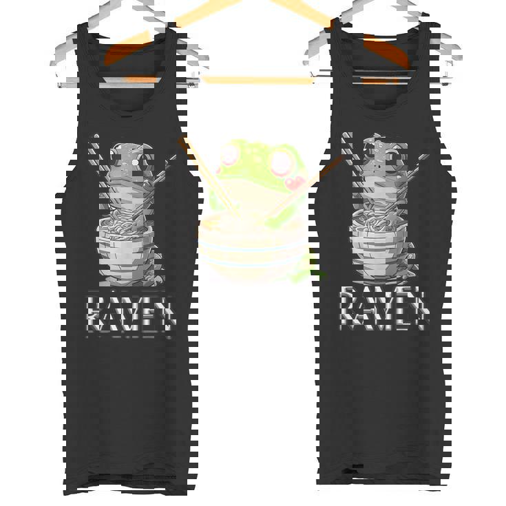 ラーメンを食べるカエルの麺 カワイイ 美的 日本アニメ タンクトップ