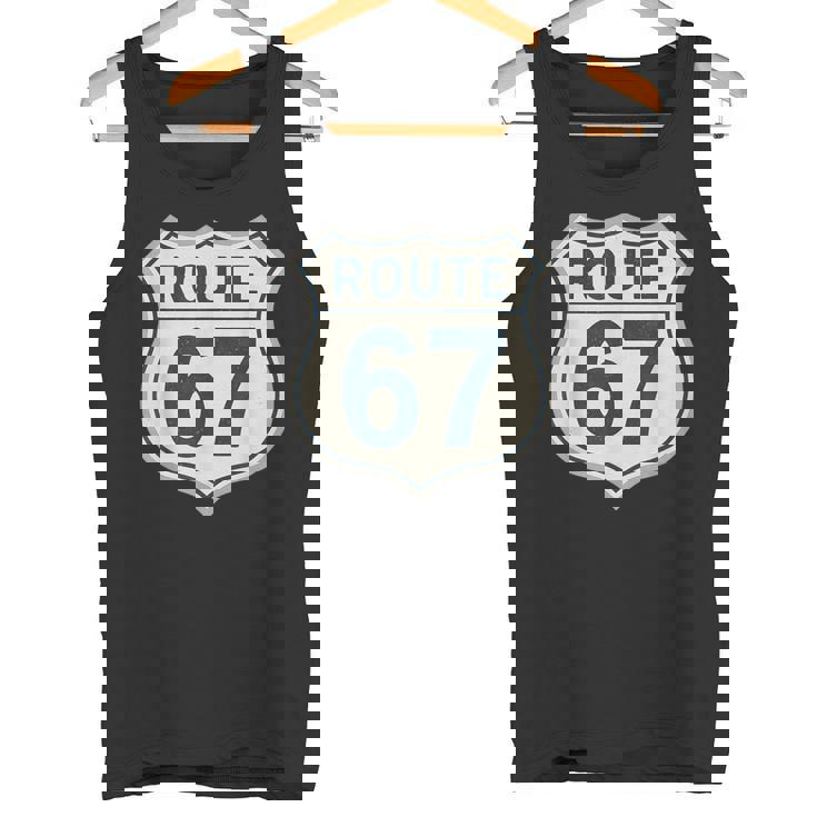 レトロ ルート 67 ハイウェイ サイン ヴィンテージ ロード ノスタルジア タンクトップ