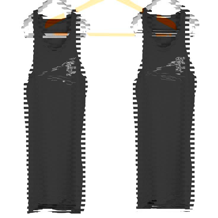 レトロなフライフィッシングフライロッド タンクトップ