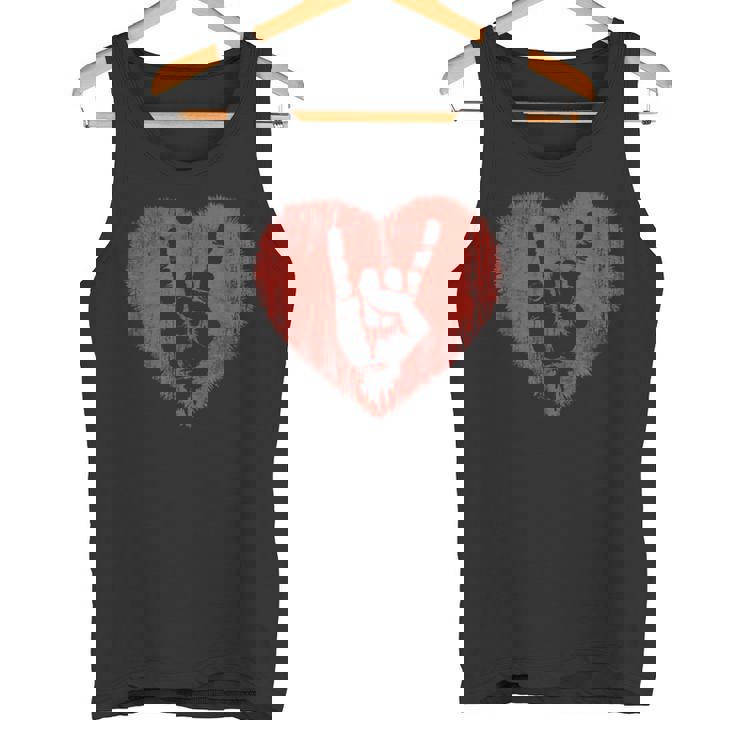 ロックミュージックラバーレッドハートロックンロール タンクトップ