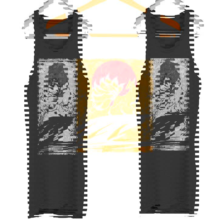 九尾の狐 日本のレトロアート 長袖tシャツ タンクトップ