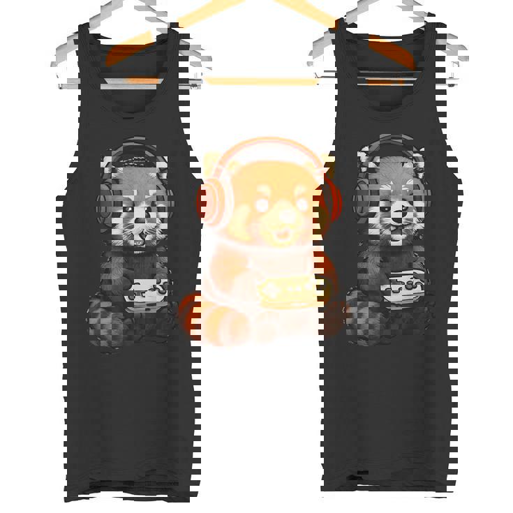 日本のレッサーパンダ ゲーマー アニメ レトロ ビデオゲーム ヴィンテージ タンクトップ