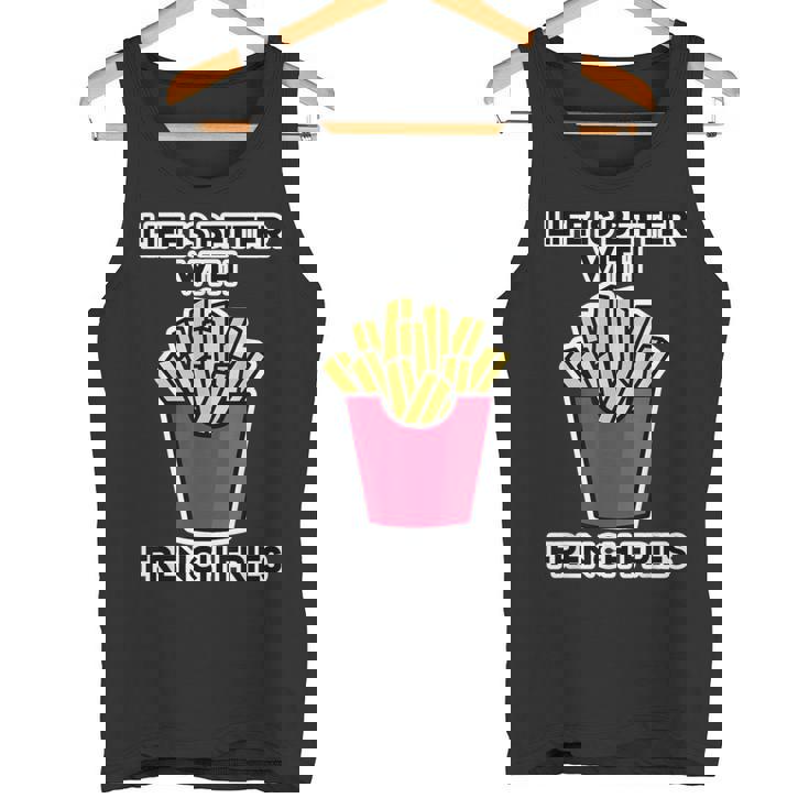 男性用フライドポテトデザイン フライドポテトと一緒に人生はより良いです タンクトップ