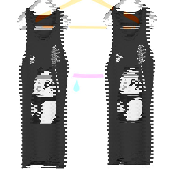 疲れきったバドミントンパンダ 面白いかわいいシャトルコック動物 タンクトップ