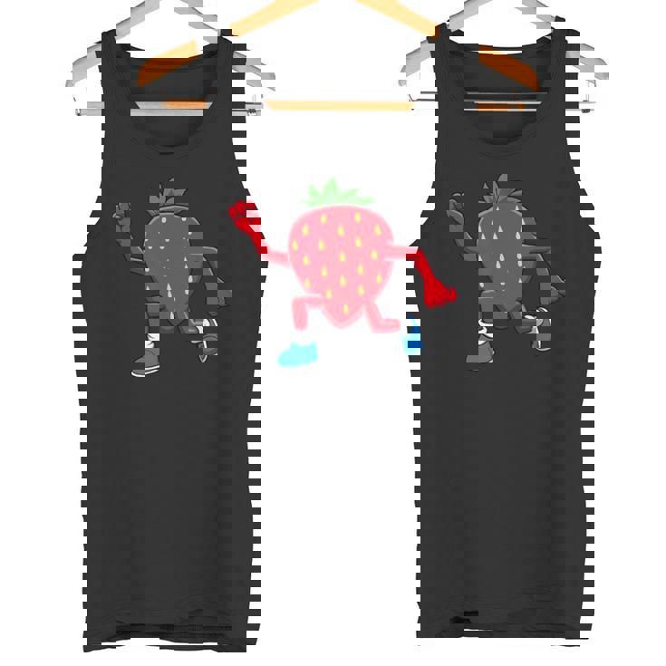 皮肉なイチゴランニングマラソン趣味のランナー タンクトップ