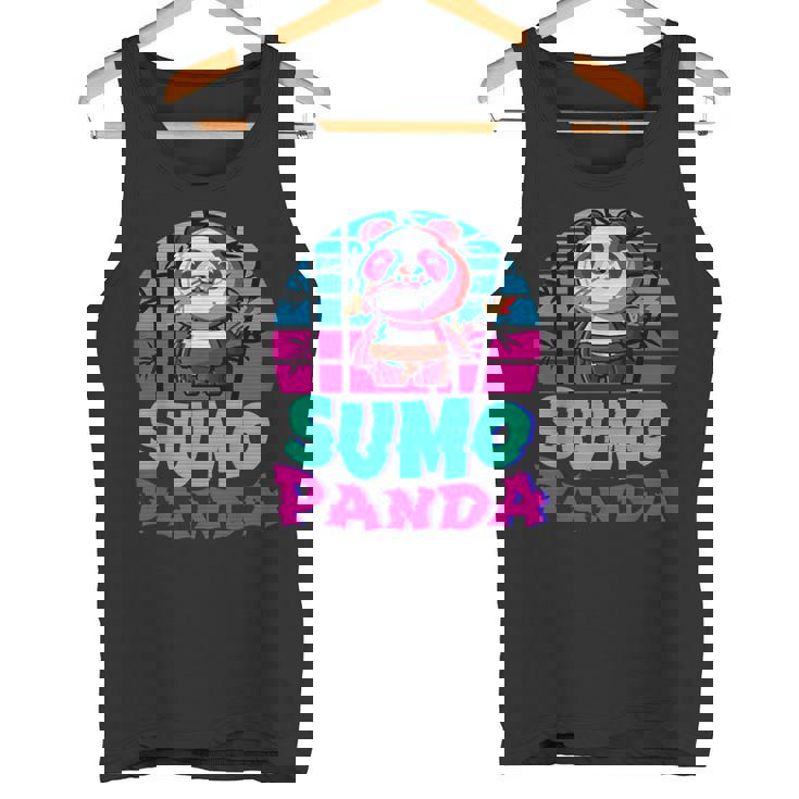 相撲パンダ力士ベーパーウェーブ和風美学 タンクトップ