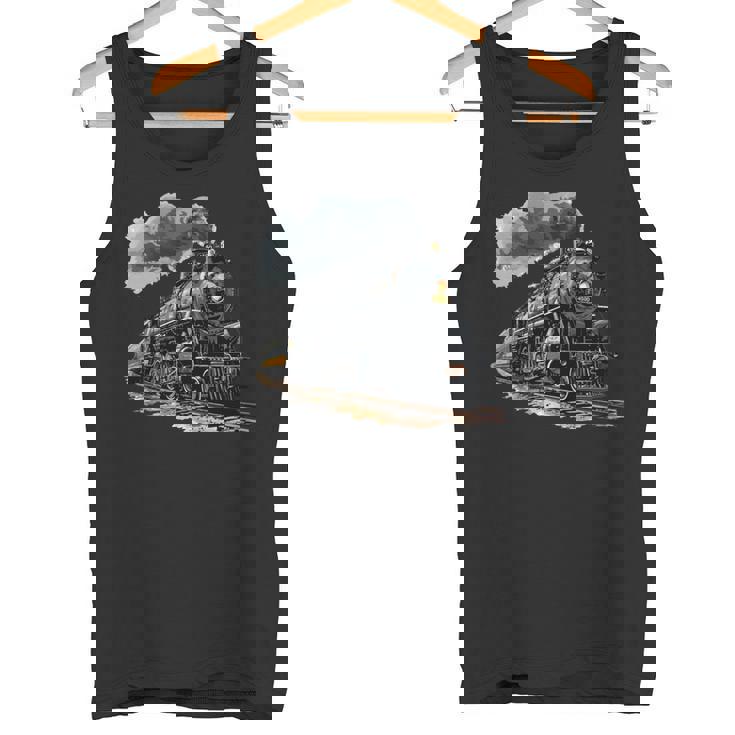 蒸気機関車 鉄道 機関車 ギフト 蒸気機関車 長袖tシャツ タンクトップ