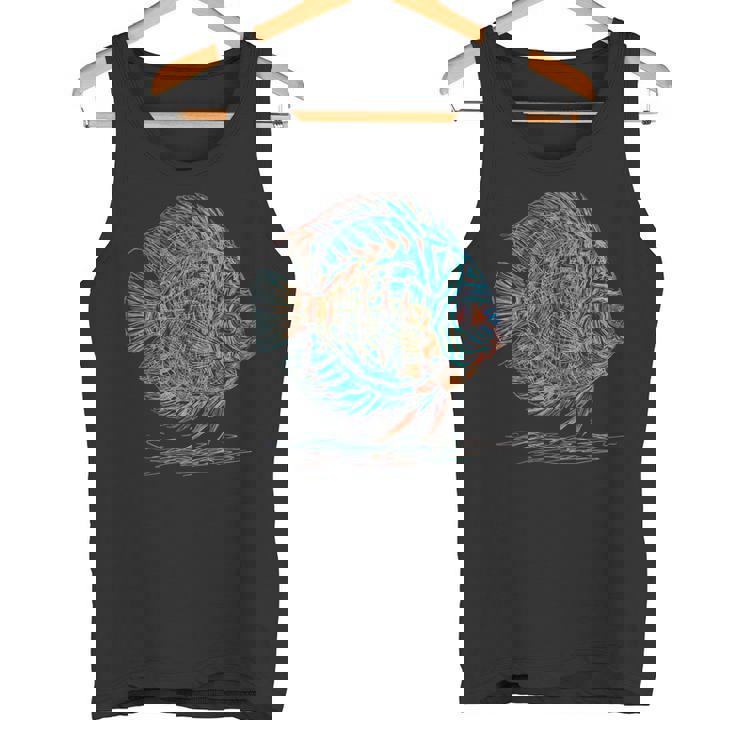 青 円盤魚 アクアリウム フィッシュキーパー タンクトップ