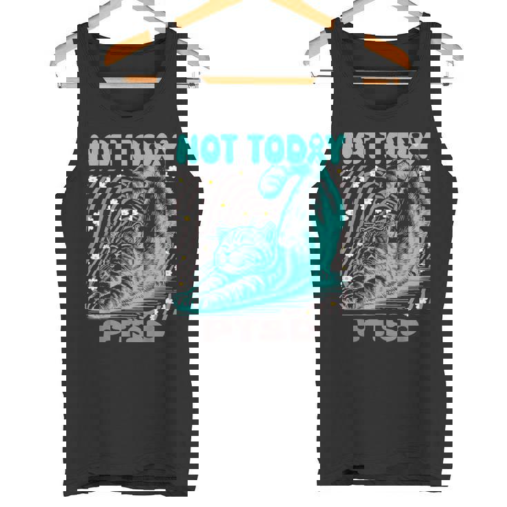 面白いptsd啓発リラックス猫は今日ではありません タンクトップ