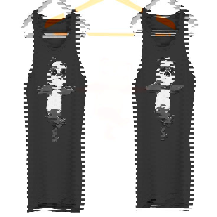 面白いパンダダンシングダンスポーズサングラス タンクトップ