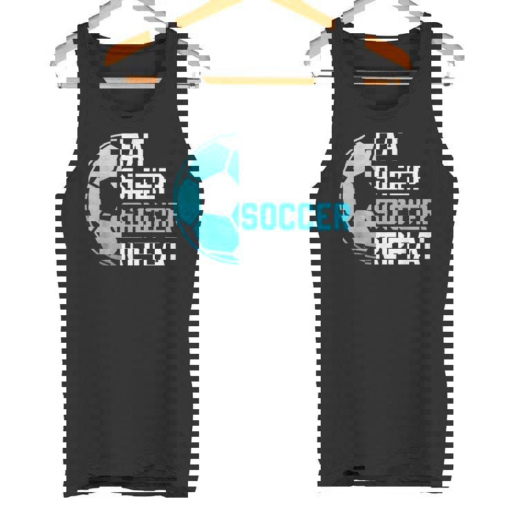 食べる、寝る、サッカーを繰り返す、面白いスポーツ、サッカー愛好家 タンクトップ