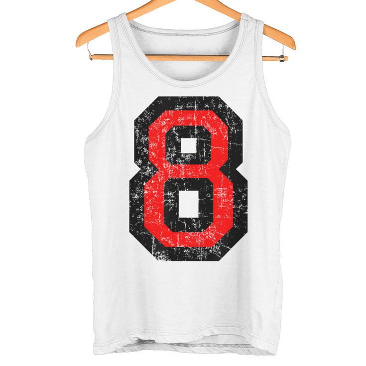 Número 8 Rojo Y Nero 8º Cumpleaños No8 Camiseta sin mangas