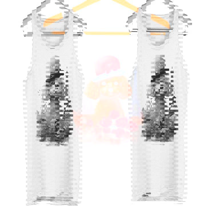 かわいい フランス パリ エッフェル塔 トイプードル パリジャンプードル 長袖tシャツ タンクトップ