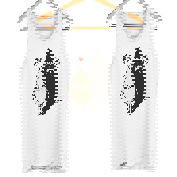 かわいい影モンスター コントラスト イラスト 長袖tシャツ タンクトップ