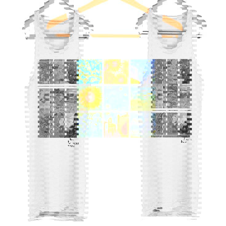 ひまわりと星月夜のゴッホ絵画コラージュ タンクトップ