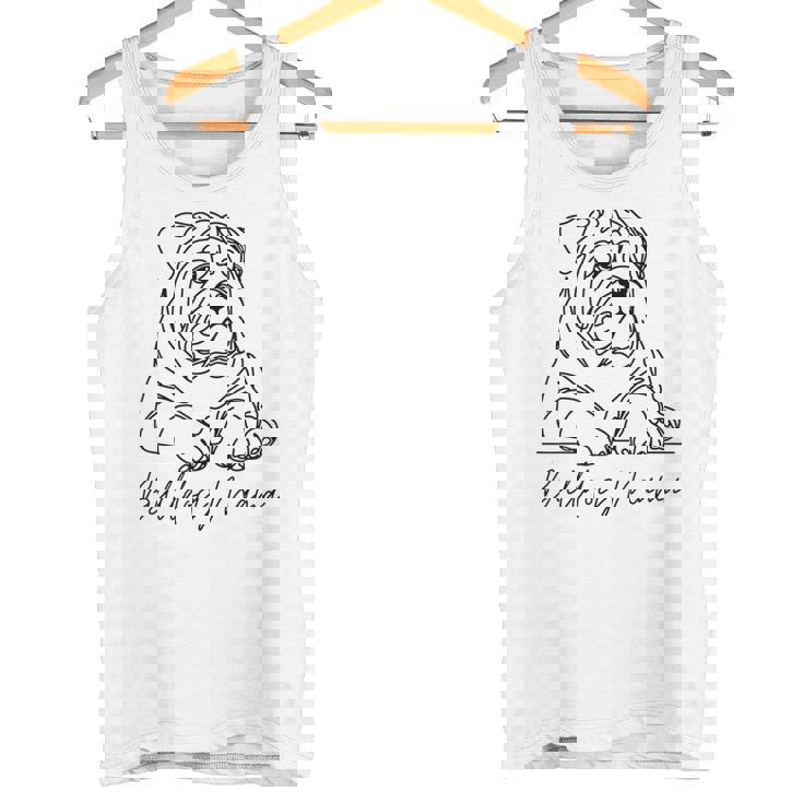 イングリッシュブルドッグ ママ ブルドッグ ママ キュート ラインアート 犬 アーティスティック タンクトップ