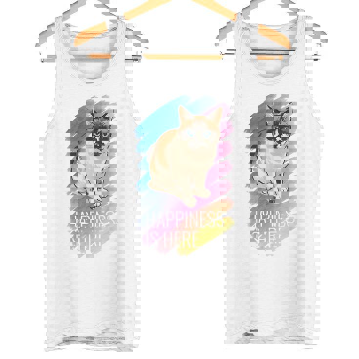 シャム猫 ラグドール ネコ 青い瞳 ブルーアイ かわいい 癒し 幸せ 前向き 猫好き グラデーション タンクトップ