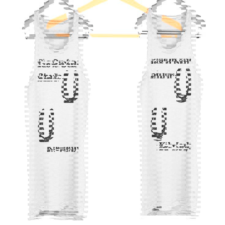 後蹴りに注意 蹄鉄 馬好き 馬術部 キッズ 大人 親子ペア バックプリント タンクトップ