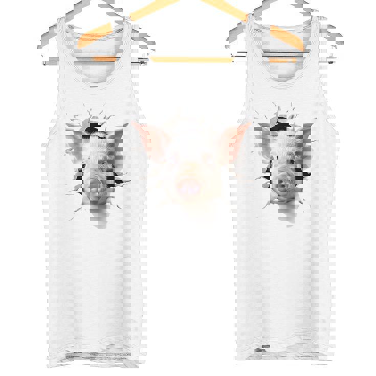 豚 アニマル柄 グラフィック 図面 イラスト 顔 豚 タンクトップ